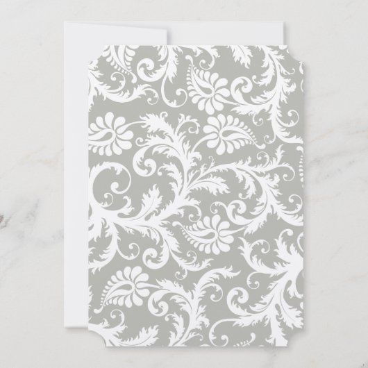 Silver Cloud Gray Damask Yellow Weduwuitnodiging Kaart (Achterkant)