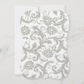 Silver Cloud Gray Damask Yellow Weduwuitnodiging Kaart (Achterkant)
