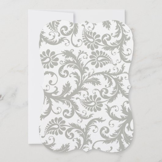 Silver Cloud Gray Damask Yellow Weduwuitnodiging Kaart (Achterkant)