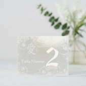 Silver Cloud Kanji Love Swirl Table Number Card Briefkaart (Staand voorkant)