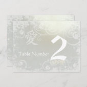 Silver Cloud Kanji Love Swirl Table Number Card Briefkaart (Voorkant / Achterkant)