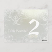 Silver Cloud Kanji Love Swirl Table Number Card Briefkaart (Achterkant)