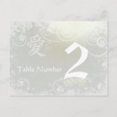Silver Cloud Kanji Love Swirl Table Number Card Briefkaart (Voorkant)