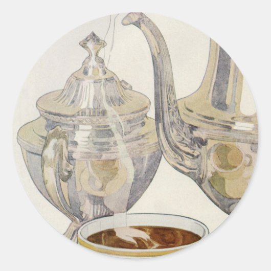 Silver Coffee-service Ronde Sticker (Voorkant)