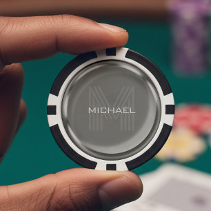 Silver Coin Name Monogram Initiaal Poker Chips