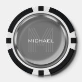 Silver Coin Name Monogram Initiaal Poker Chips (Voorkant)