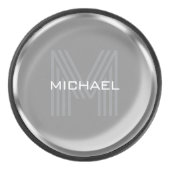 Silver Coin Name Monogram Initial Hockey Puck (Voorkant)