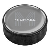 Silver Coin Name Monogram Initial Hockey Puck (3/4)