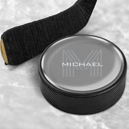 Silver Coin Name Monogram Initial Hockey Puck