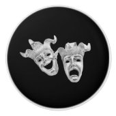 Silver Comedy en tragedie maskers theater Keramische Knop (Voorkant)