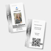 Silver Company Security QR Code Employee Photo ID Badge (Voor- en achterkant)