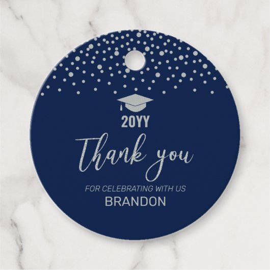Silver Confetti 2022 Graduation Party Dank u Fa Bedankjes Labels (Voorkant)