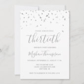 Silver Confetti 30th Birthday Party Kaart (Voorkant)