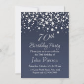 Silver confetti 70th Birthday Party Invitation Kaart (Voorkant)