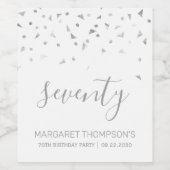 Silver Confetti - Aangewezen 70e verjaardag Wijn Etiket (Enkel label)