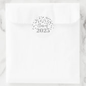 Silver Confetti Afstuderen 2025 Ronde Sticker (Tas)