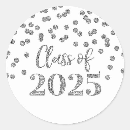 Silver Confetti Afstuderen 2025 Ronde Sticker (Voorkant)