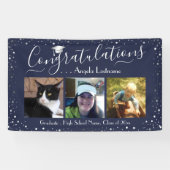 Silver Confetti Afstuderen 3 Fotobanner Spandoek (Horizontaal)