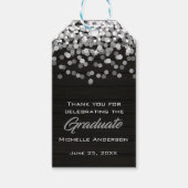 Silver Confetti Afstuderen Dank u Afstuderen Label Cadeaulabel (Voorkant)