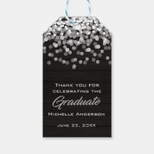 Silver Confetti Afstuderen Dank u Afstuderen Label