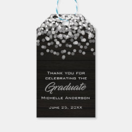 Silver Confetti Afstuderen Dank u Afstuderen Label Cadeaulabel