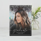 Silver confetti afstuderen van de foto van het gre kaart (Staand voorkant)