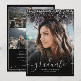 Silver confetti afstuderen van de foto van het gre kaart