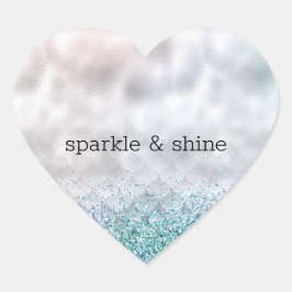 Silver Confetti Aqua Pink Glitter Sparkle Zeemeerm Hart Sticker