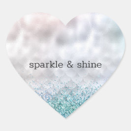 Silver Confetti Aqua Pink Glitter Sparkle Zeemeerm Hart Sticker