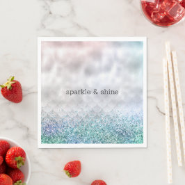 Silver Confetti Aqua Pink Glitter Sparkle Zeemeerm Servet
