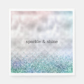 Silver Confetti Aqua Pink Glitter Sparkle Zeemeerm Servet (Voorkant)