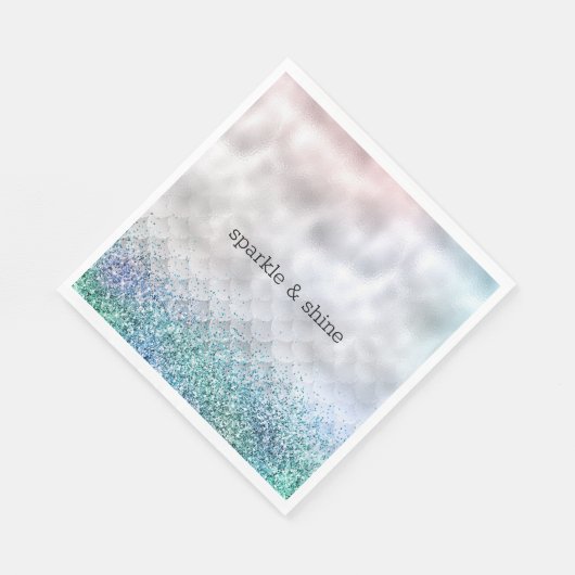 Silver Confetti Aqua Pink Glitter Sparkle Zeemeerm Servet (Hoek)
