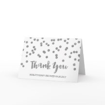 Silver Confetti Baby shower Dank u