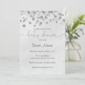 Silver Confetti Baby shower Invitation Kaart (Staand voorkant)