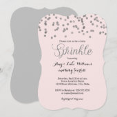 Silver Confetti Baby Sprinkle Girl Shower Uitnodig Kaart (Voorkant / Achterkant)