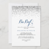 Silver Confetti BabyQ Baby shower Barbecue Kaart (Voorkant)