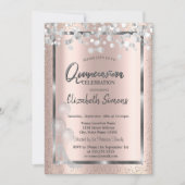 Silver Confetti Balloons Roos Gold Quinceañera Kaart (Voorkant)