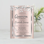 Silver Confetti Balloons Roos Gold Quinceañera Kaart (Staand voorkant)