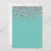 Silver Confetti Blauwgroen Elegant Modern Vrijgeze Kaart (Achterkant)