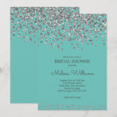 Silver Confetti Blauwgroen Elegant Modern Vrijgeze Kaart (Voorkant / Achterkant)