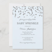 Silver Confetti Blue Baby Sprinkle Invitation Kaart (Voorkant)
