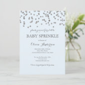 Silver Confetti Blue Baby Sprinkle Invitation Kaart (Staand voorkant)