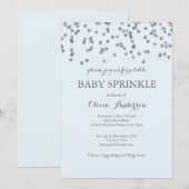 Silver Confetti Blue Baby Sprinkle Invitation Kaart (Voorkant / Achterkant)