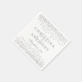 Silver Confetti bruiloft gepersonaliseerde servet (Hoek)