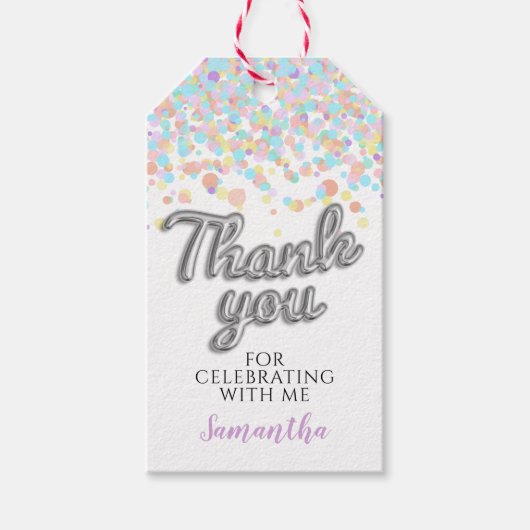 Silver Confetti Cadeau Labels Cadeaulabel (Voorkant)