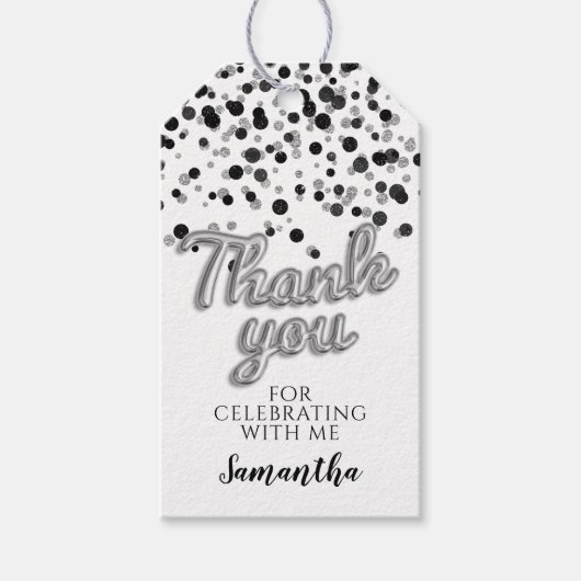 Silver Confetti Cadeau Labels Cadeaulabel (Voorkant)