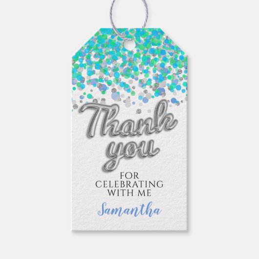 Silver Confetti Cadeau Labels Cadeaulabel (Voorkant)