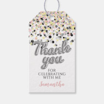 Silver Confetti Cadeau Labels