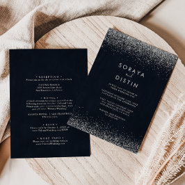 Silver Confetti Calligraphy Back & Front Wedding Kaart