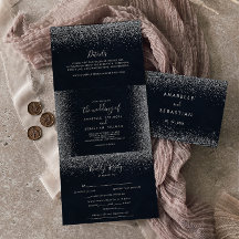 Silver Confetti Calligraphy Trifold Wedding
